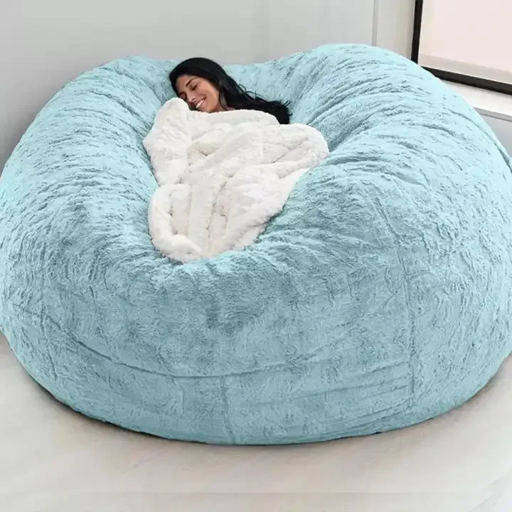 Grey Velvet Memory Foam Giant Bean Bag Bed Multiple Colors Giant Bean Bag Chair With Filling