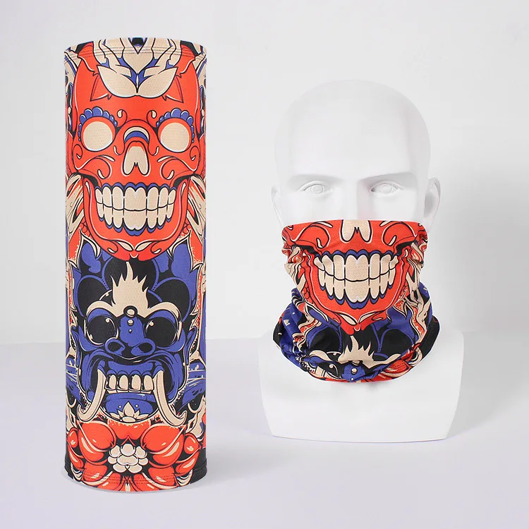 skull Printing Long Bandana Women Logo sports face shield skull ski mask