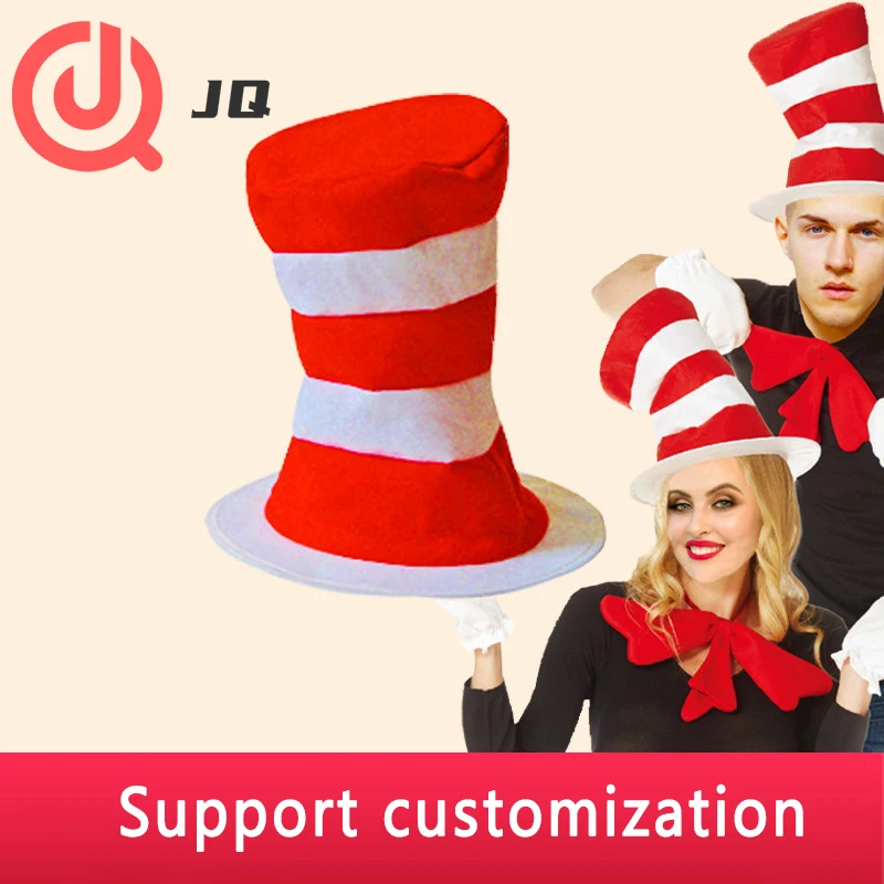 3 PCS Factory direct supply Halloween  birthday party hat cosplay stage props red White Striped High Hat