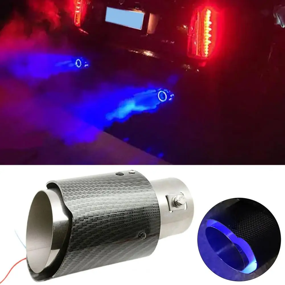 Car Universal Led Exhaust Muffler Tip Pipe Red/blue Car Light Pipe Modified Exhaust Flaming Throat Single Outlet Straight T R8t2
