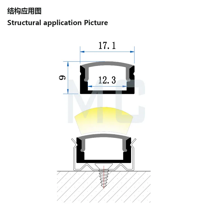 led aluminum profile show box/two layers sample box, HOT SALE 17mm led profile aluminium channel