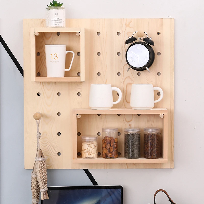 
Simple and fashionable multifunctional solid wood hole board rack hole board shelf 