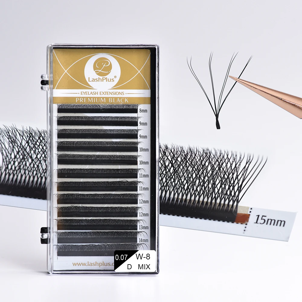 LashPlus wholesale W lash extension Korean PBT soft black 3D 4D 5D 6D 8D 0.07 w lash extensions