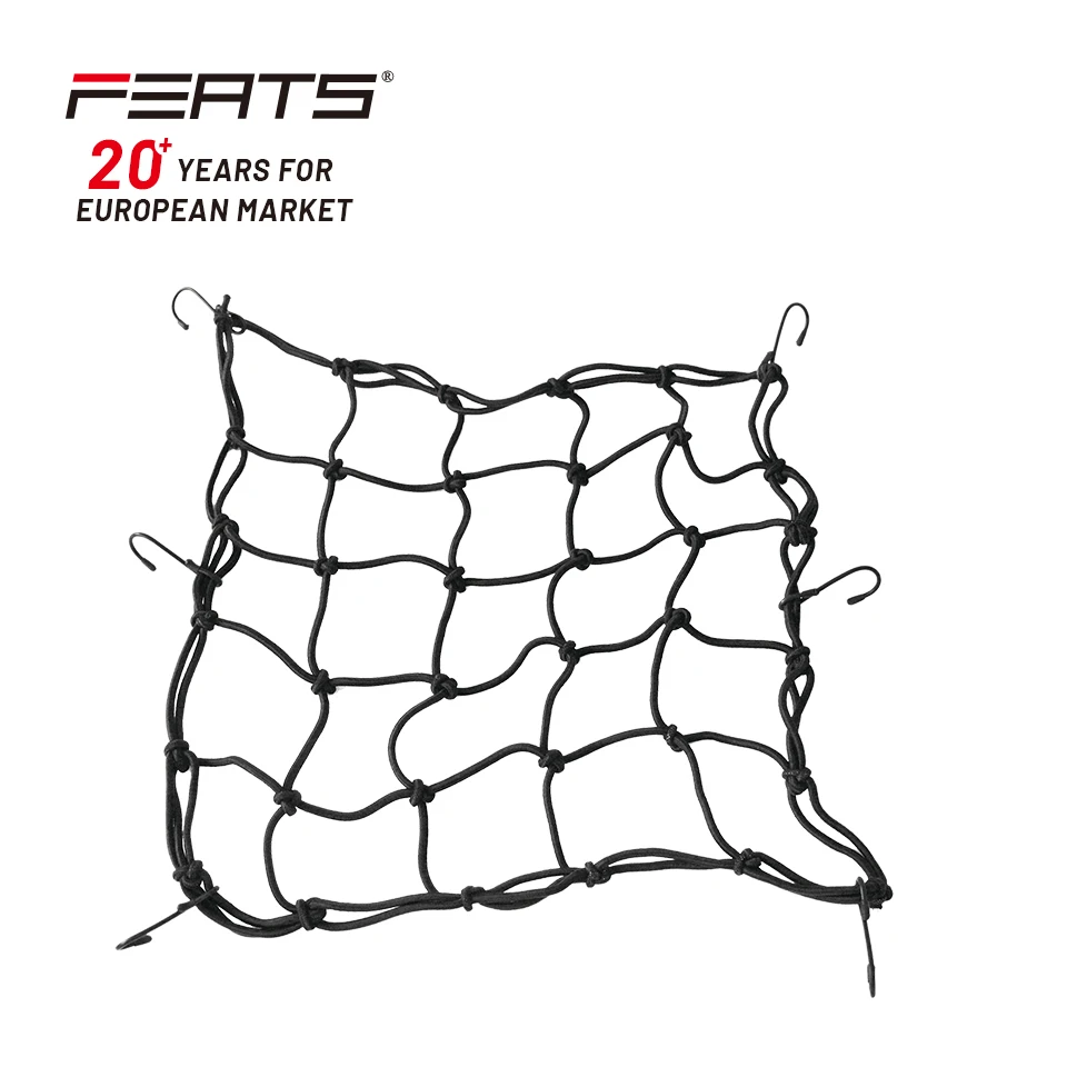 FERTS 400x400mm High Elasticity Motorbike Net Hold Down Cargo Helmet Web with 6pcs plastic coated steel hooks