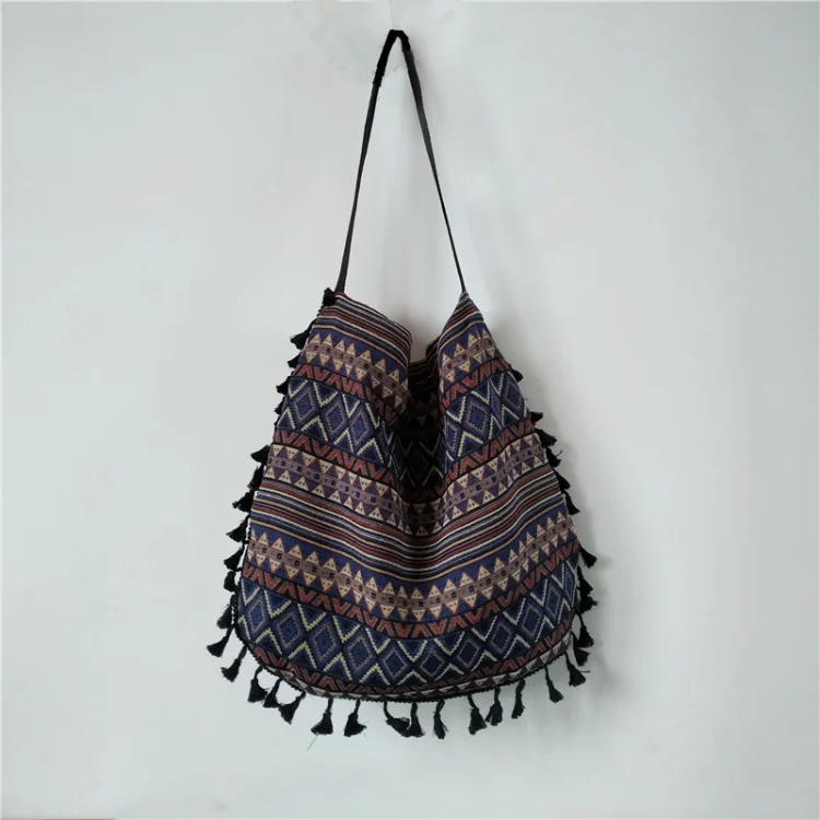 New Style vintage art Bohemian canvas bag eco friendly  cotton bag tote bag with pockets
