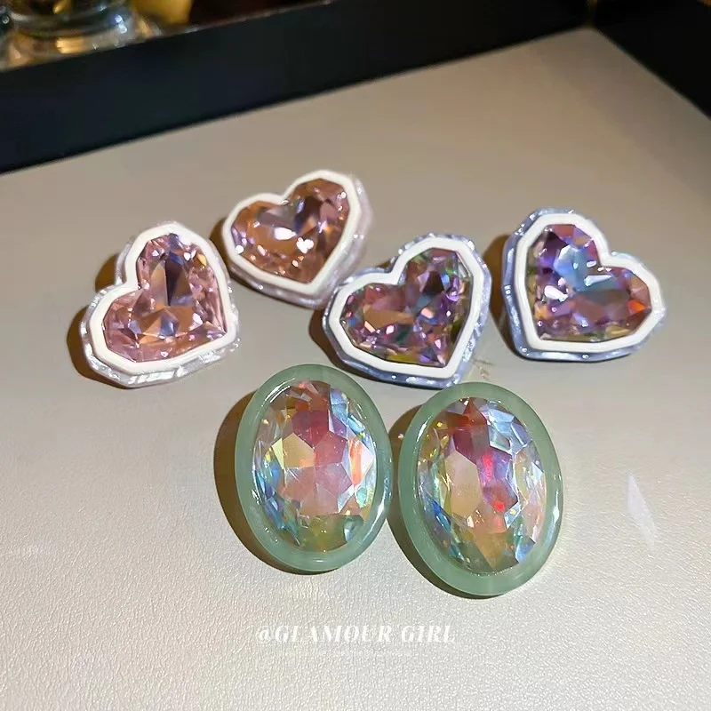 designer jewelry women trendy Cultivated diamonds big diamond stud crystal heart earring