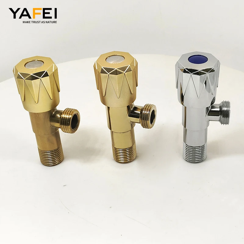 Durable copper core plastic hand wheel angle valve 1/2' Shut off water stainless brushed angle stop valve for toilet faucet