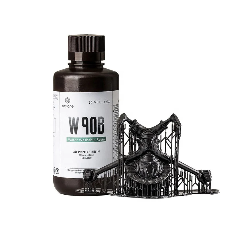 
W90B 405nm Black professional Water Washable UV curable Resin for LCD DLP Resin 3D Printer 500g 