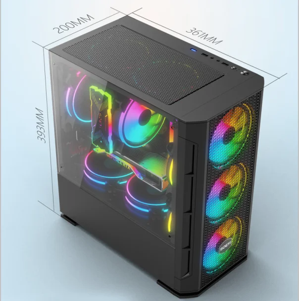 2022 New Designed Custom Micro ATX Tempered Glass RGB Gaming Computer PC Case