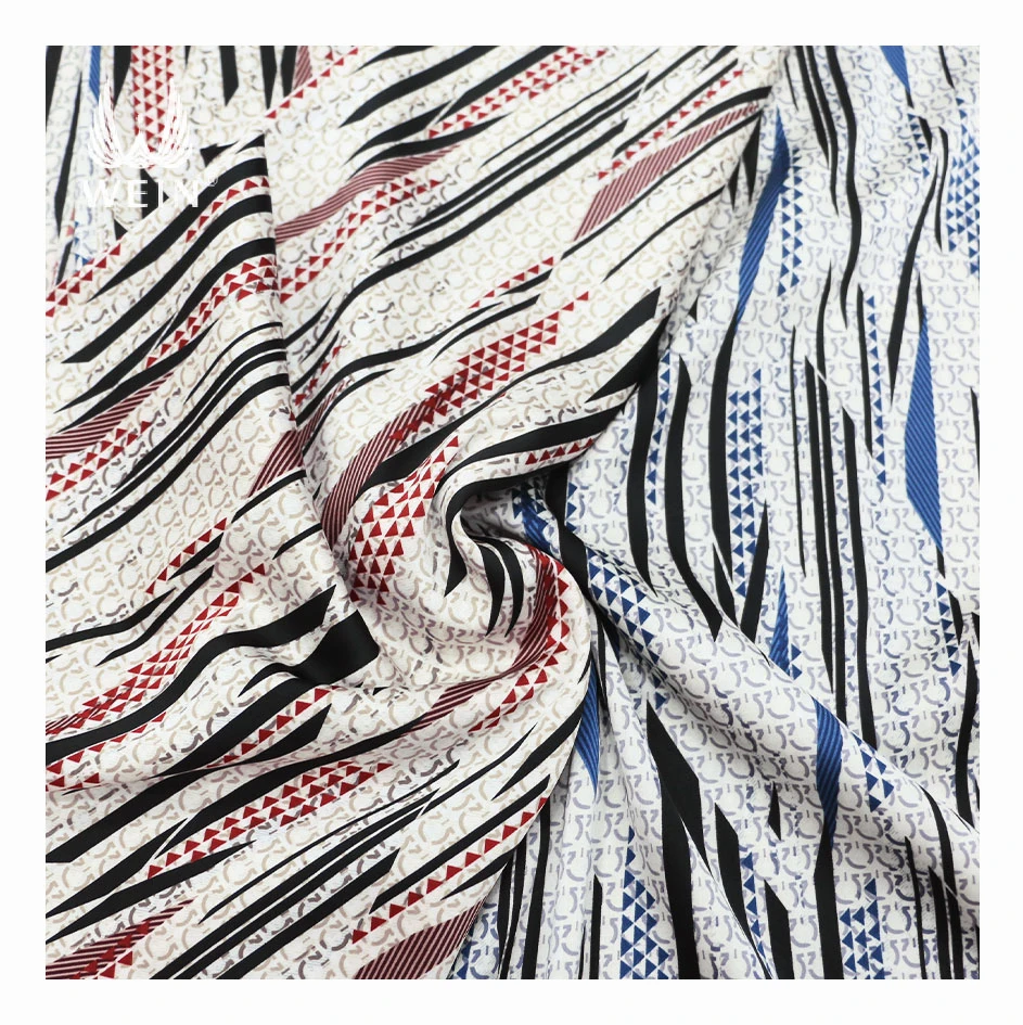 WI-E03 hot sale abstract stretch matte satin printed fabric in stock for Malaysia blouse