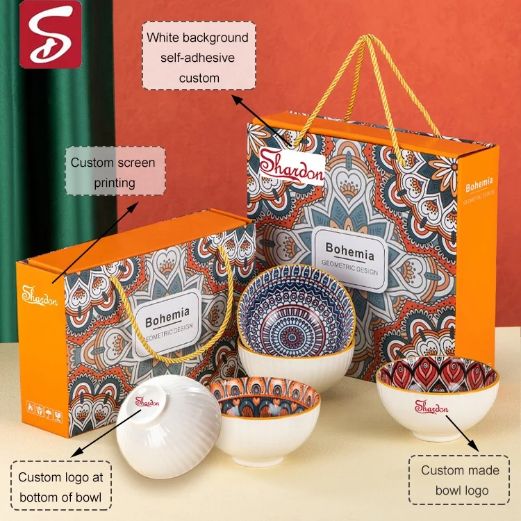 Миска SHARDON подарочные наборы богемная керамическая миска в японском стиле Двусторонняя цветная Цветочная подглазурная фарфоровая миска для риса