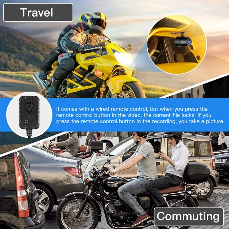 3inch 1080P HD Motorcycle Camera DVR Night Vision Motorcycle Driving Recorder with IP67 Waterproof Front Rear Dual Lense