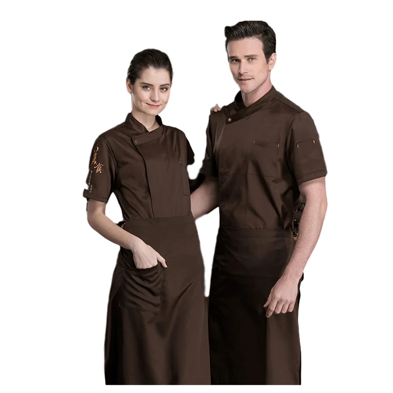 
Chef Clothes Short Sleeve Chinese Gourmet Hotel Restaurant Baking Cake Shop Kitchen Work Clothes Summer Chef Uniform custom 