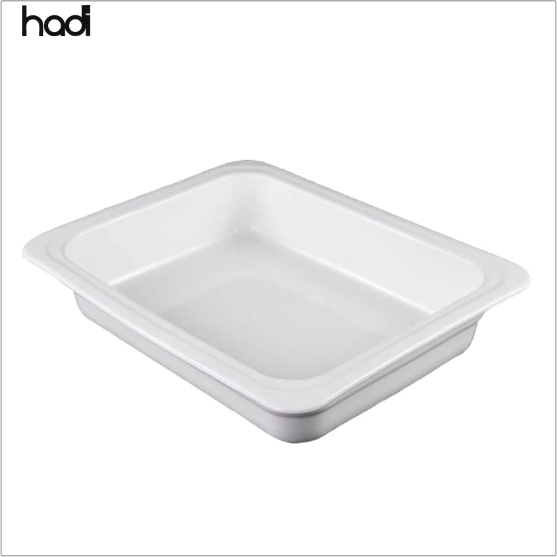 HADI Wholesale Kitchen Accessories Good Quality Full-Size Ceramic Pans White Porcelain Gastronorn Food Warmer Hotels Buffets