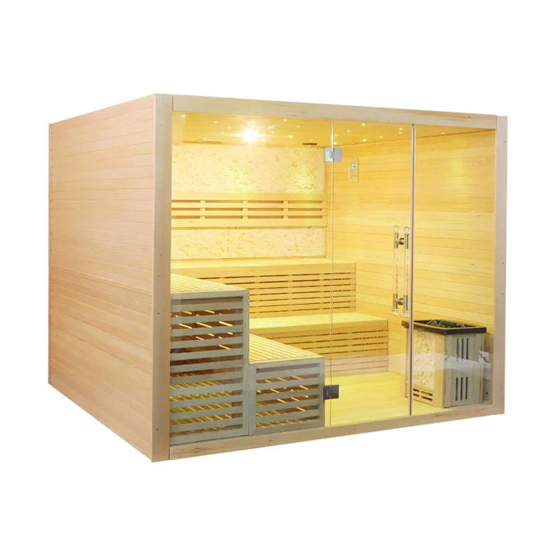 Hot sale indoor traditional sauna room solid wood 4 person wet steam sauna room sauna steam 4 person