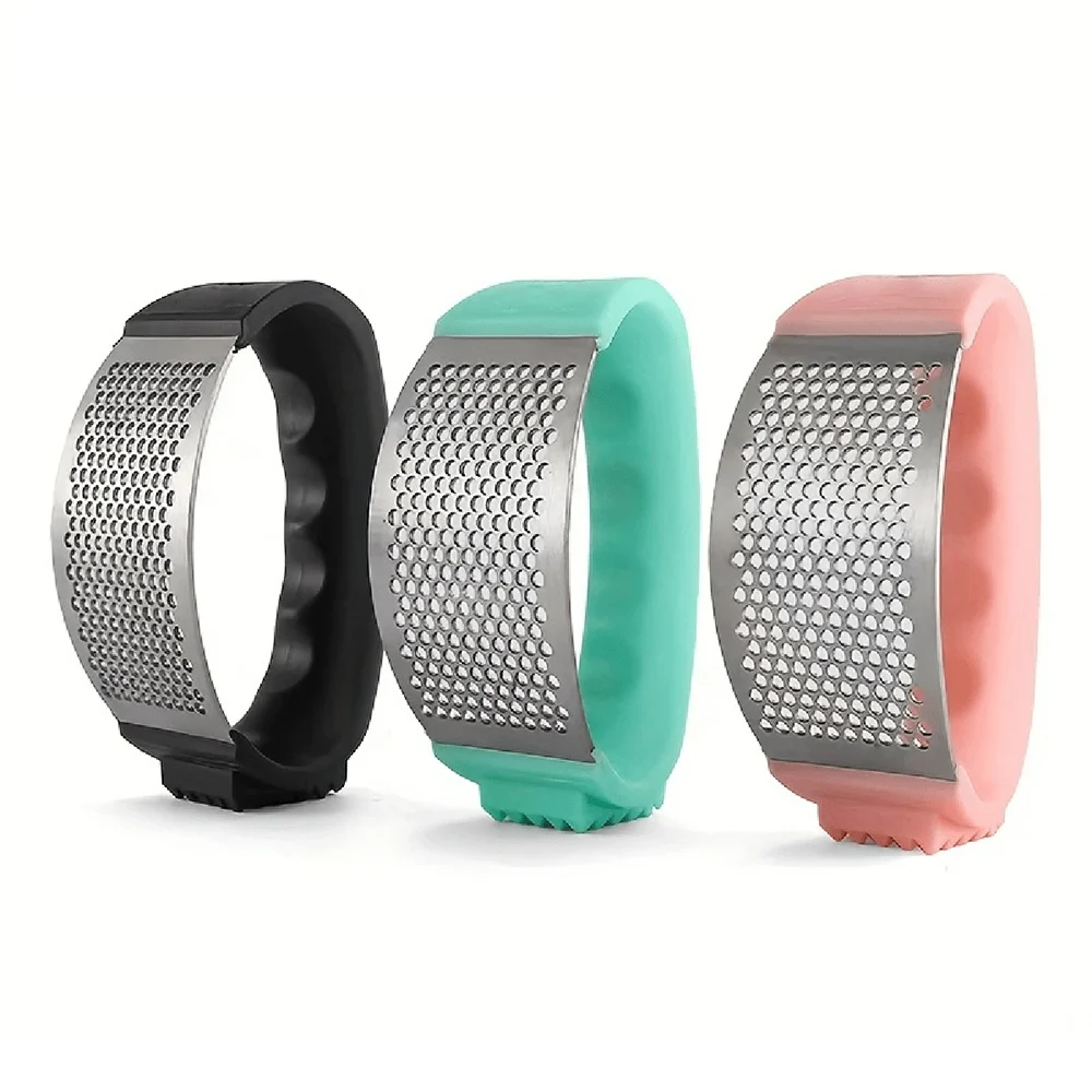 304 Stainless Steel Garlic Press 2-in-1 Garlic Masher And Meat Tenderizer Kitchen Cooking Tool Set