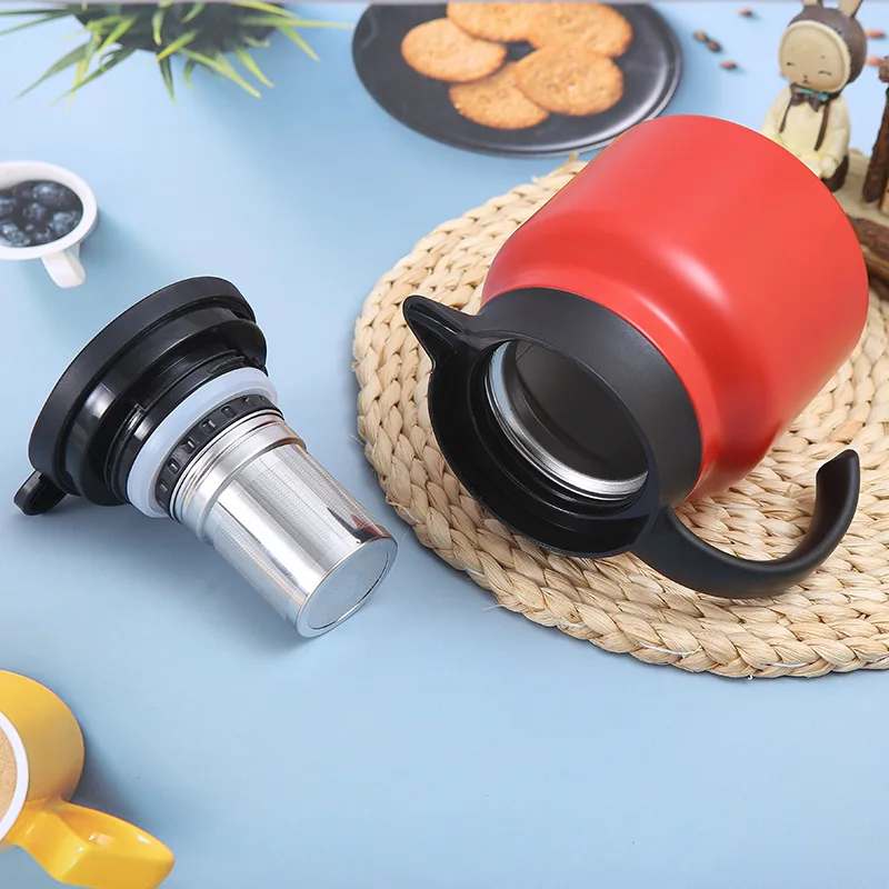 Themo Vacuum Flask Insulated Carafe Coffee Tea Pot Stainless Steel Water Bottle Double Wall Tea Pot CLASSIC HANDGRIP 12-24 Hours