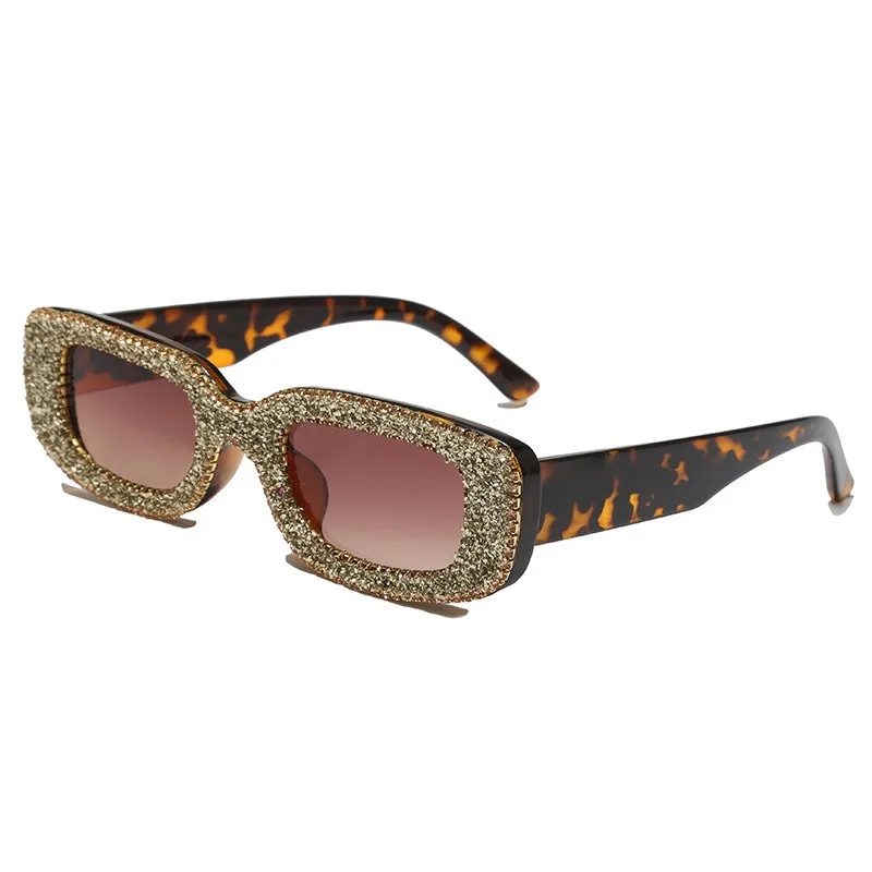 Qsky Sea street take pictures for small faces small frame square glasses diamond rhinestone vintage oval uv400 shades sunglasses