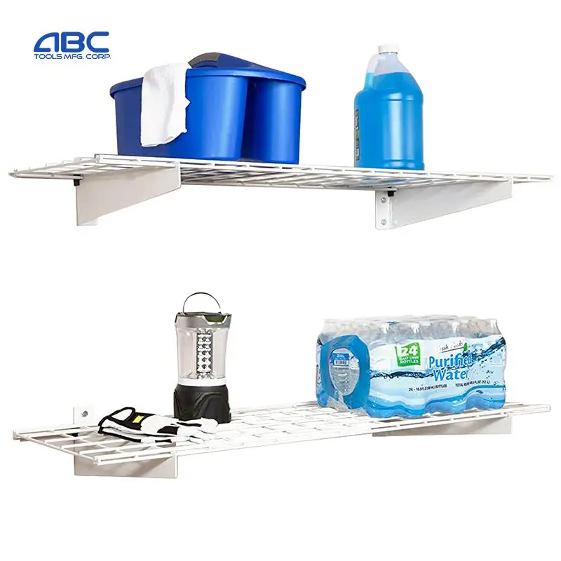 2 уровня 45 дюймов провода гараж настенное крепление полки для хранения системы в белом цвете желтовато-коричневый серый