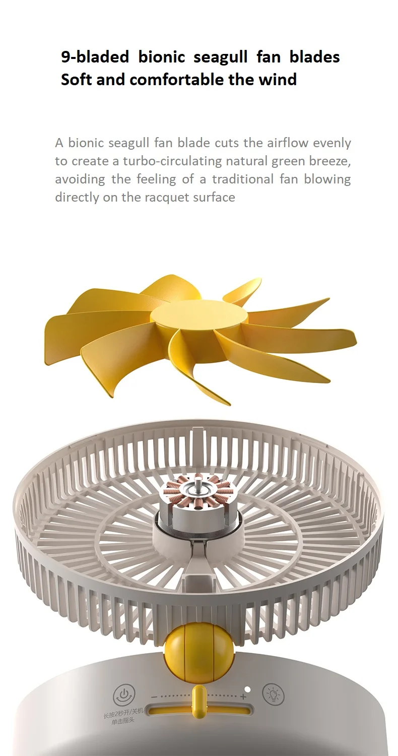 night light Multi functional Desktop Charging camping Table Usb Portable oscillation 9 Clip Fan folded fan with large battery