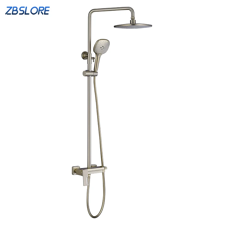 Modern Gold 3 in 1 Thermostatic Shower Column With Slide Rail And High Pressure Shower Head