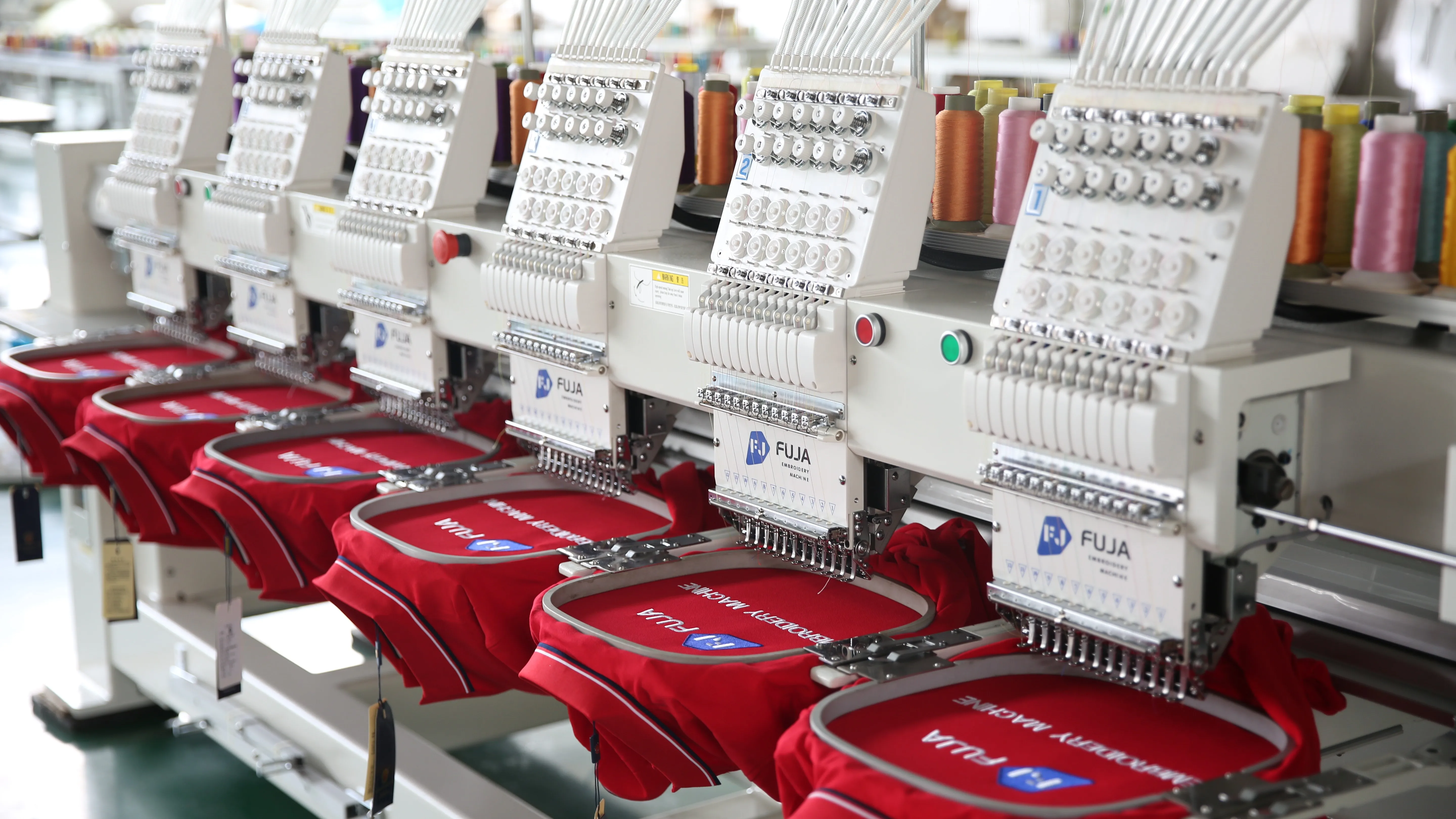 FUJA High Quality Industrial T shirt Hat 6 Heads 12 Colors Computerized Tajima DST Format Embroidery Machine Price