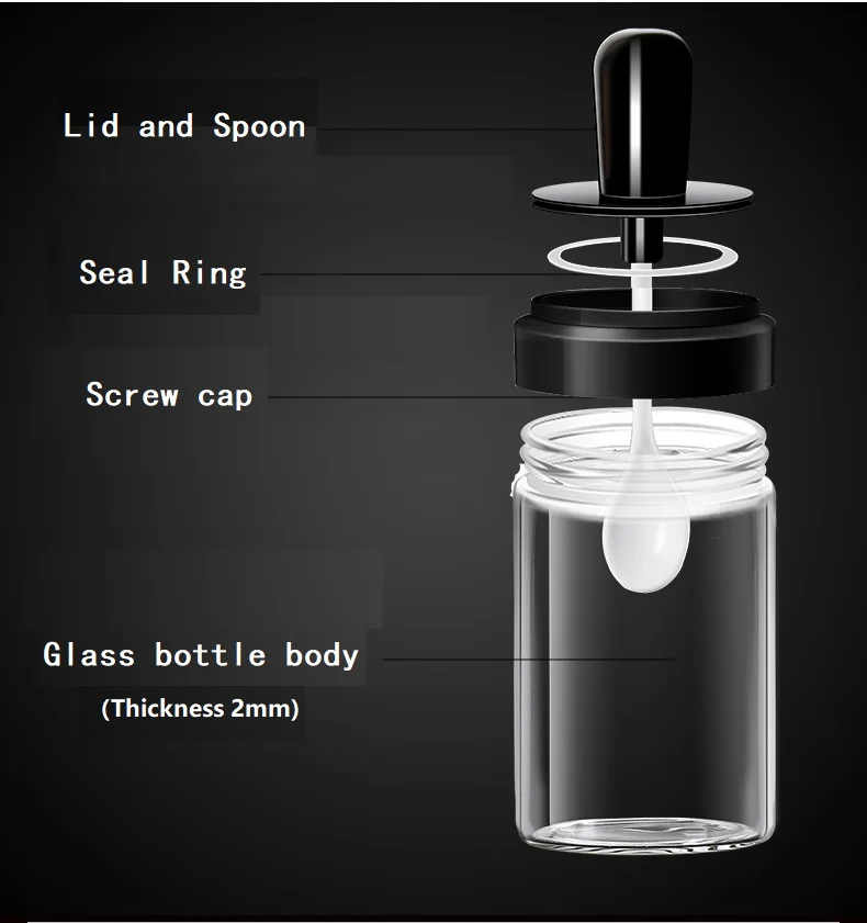 
Factory direct price concessions kitchen supplies nordic seasoning jar seasoning box bottle glass 