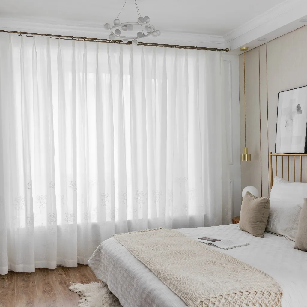 JBL China Fabric Supplier White Color Plain Linen Sheer Curtain Fabric