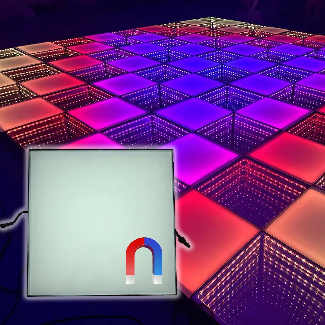 50x50cm wedding 3D mirror infinity led magnetic dance floor