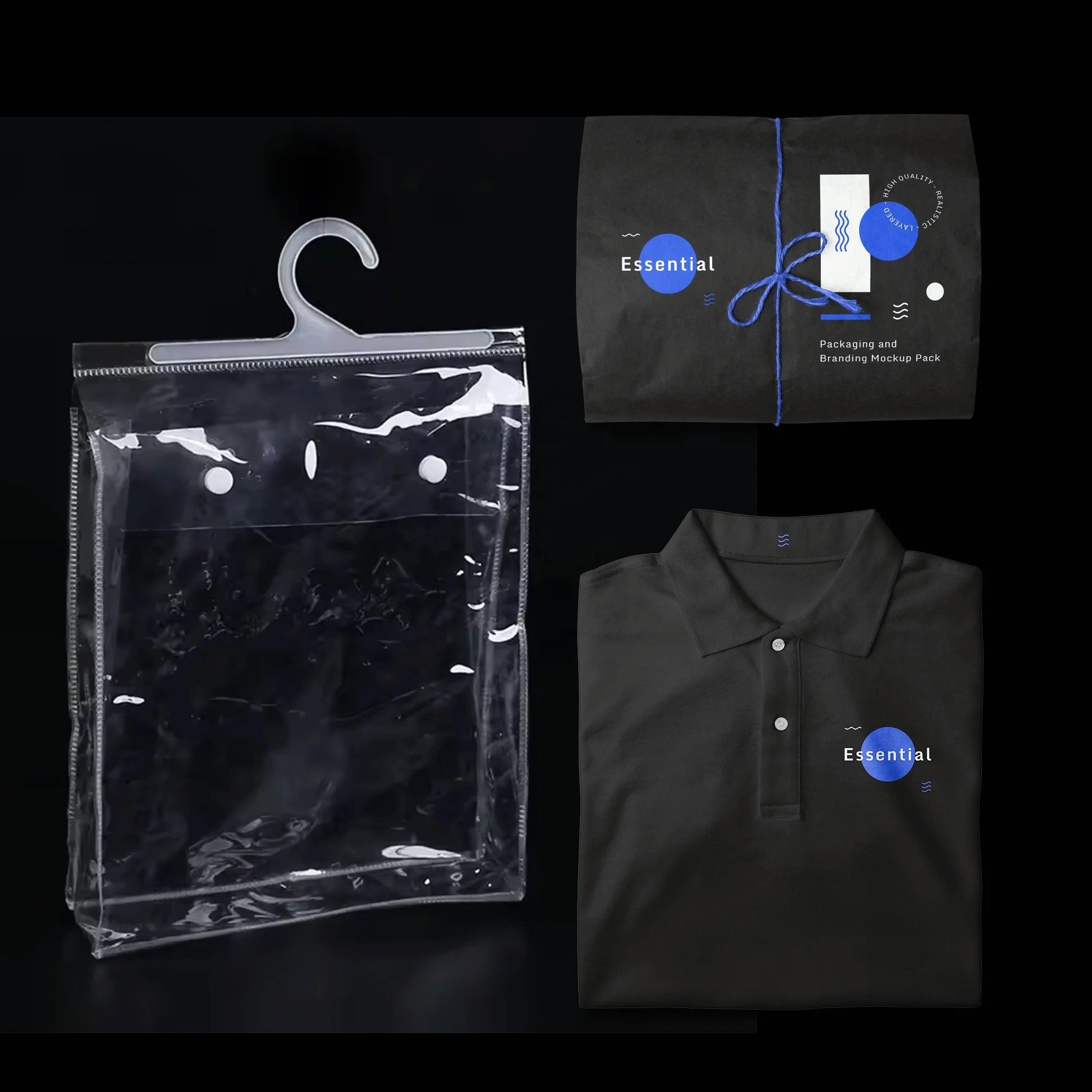 clear garment underwear plastic pvc hanger bag with button closure