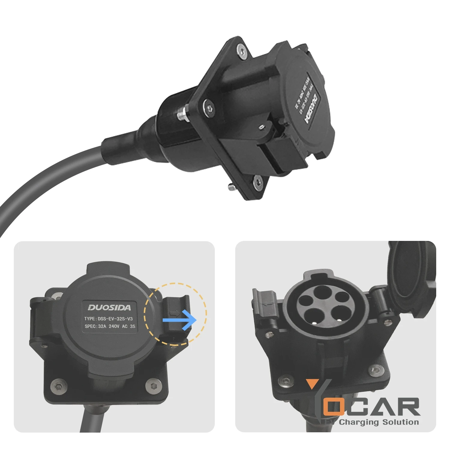 16A SAE J1772 extended cable Type 1 extension cord  T1-T1 adapter for EV charging