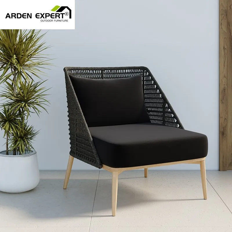 Garden Furniture Andria Pallazo Taupe Fabric Outdoor Lounge Chair Aluminum One Seat Sofa Hotel Balcony