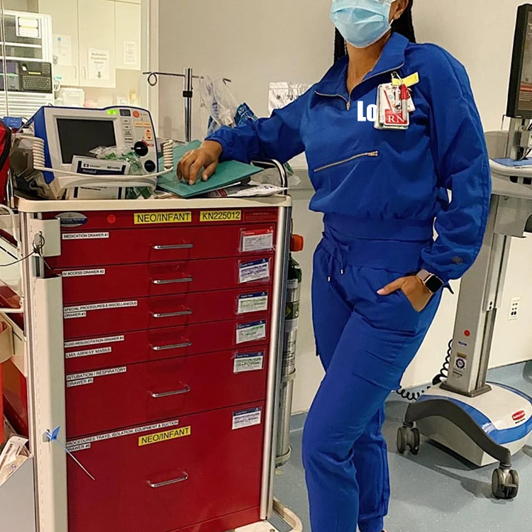 Top Sale Stretchy Nurse Hospital Uniforms Custom Medical Uniform Knitted Women Scrub Sets Jogger Pants Suits