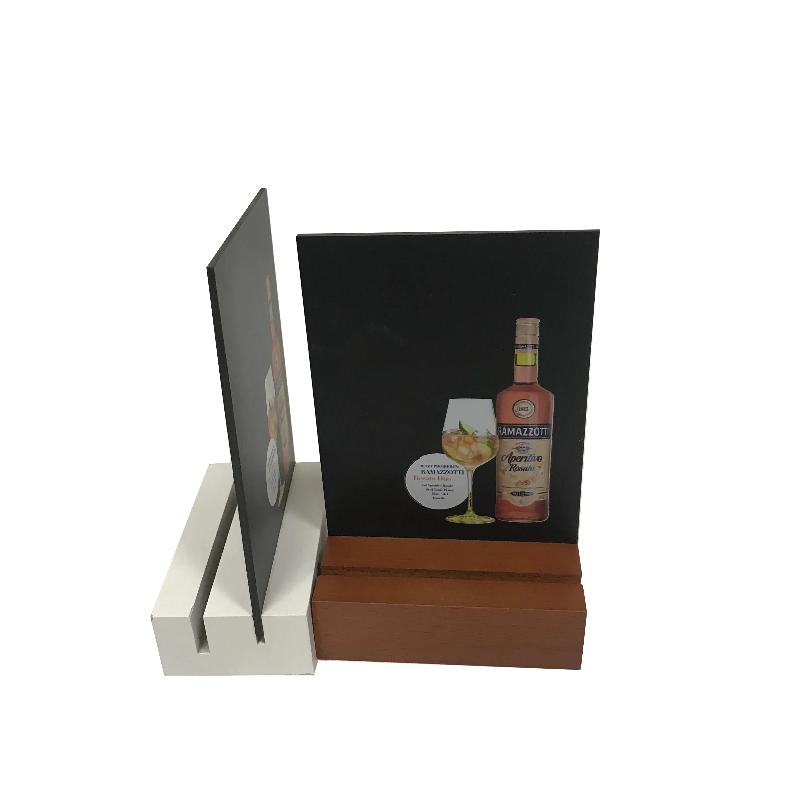 Laser Logo Desktop Display Card Base Holder Frame Blackbozrd Chalkboard Sign Board Flower Menu Wooden Decoration Wooden Acrylic