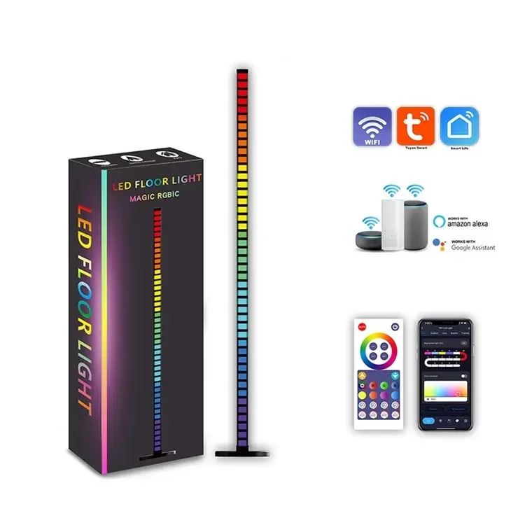 LED RGB Corner Floor Lamp Color Changing with Remote,Smart App Control DIY Music Sync Mode, Rhythm Light for Entertainment,TV