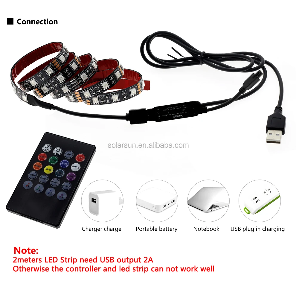 Smd5050 Usb Powered Dc5v Decoration For Tv Ktv Theatre Compute Mood Ip65 Color Dmx Led Strip Light With Remote Controller Kit