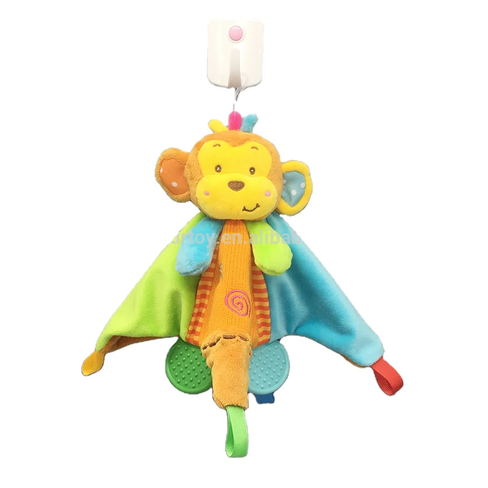 En71-1,2,3,9 Standard soft baby doudou blanket plush monkey with teether