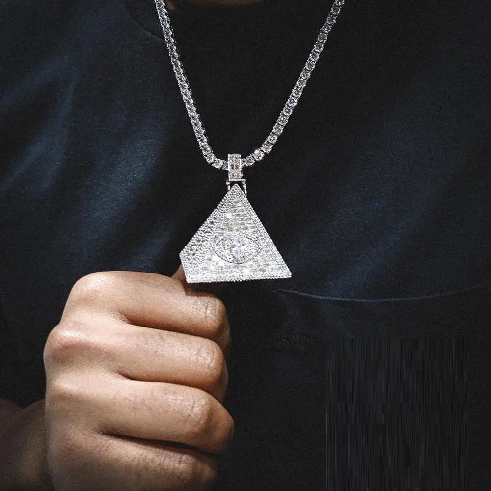 Цепочка в стиле хип-хоп МАЙАМИ Bling CZ, кулон в виде треугольника, египетской пирамиды, украшение для женщин и мужчин, теннисная цепь с кубическим цирконием