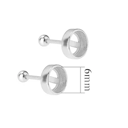 Inlay Jade Pearl Earring Setting 925 Sterling Silver Blank Stud Earring Base for Jewelry Making