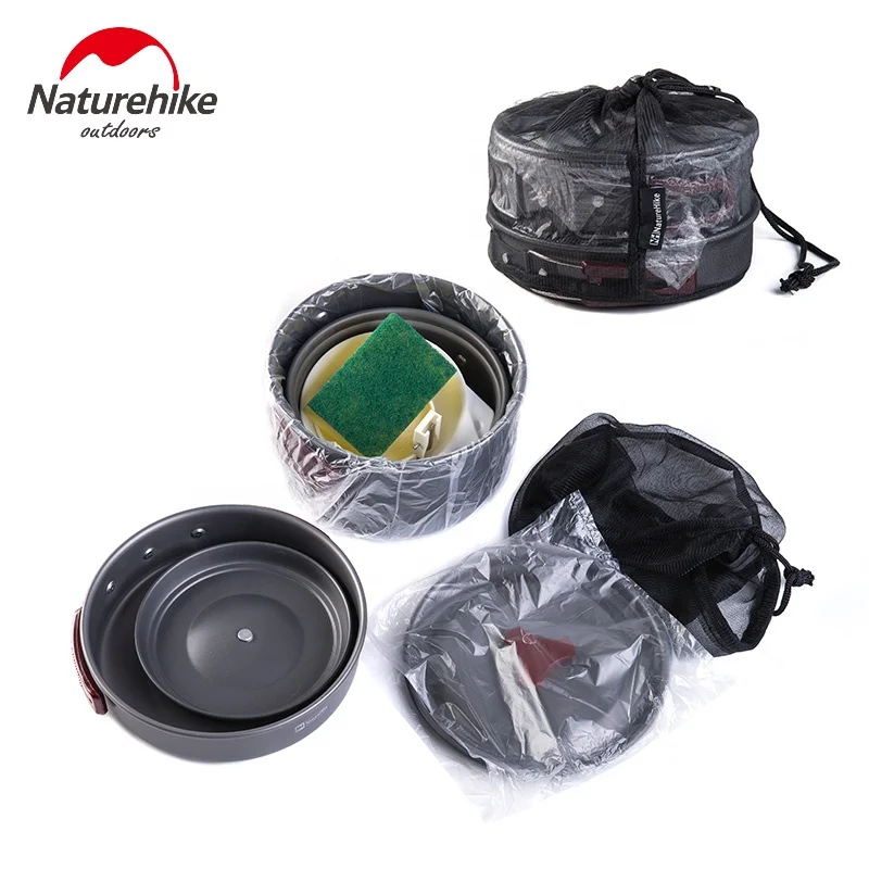 Naturehike Outdoor Tableware Hiking  Camping Cookware Set 4 in 1 Picnic  2-3 preson camping cooking set