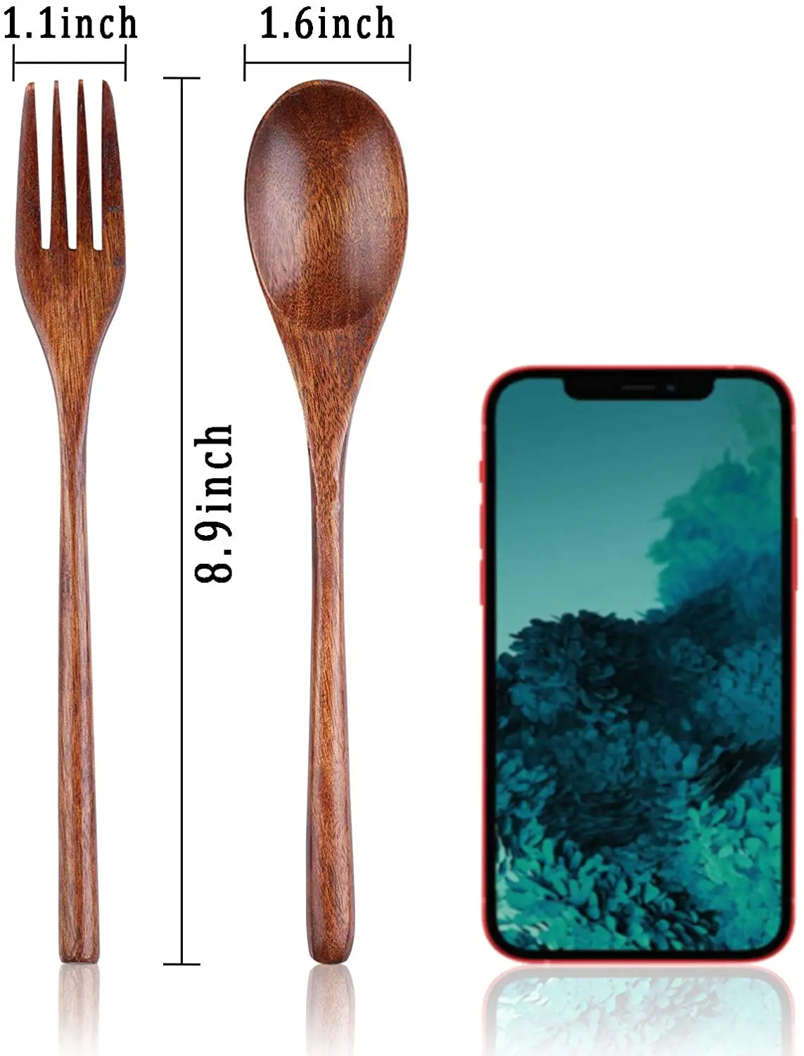 SLT New  Wooden Spoons and Forks  Wooden Tableware  Kitchen Flatware for Food Desserts Soup Salad Fruit