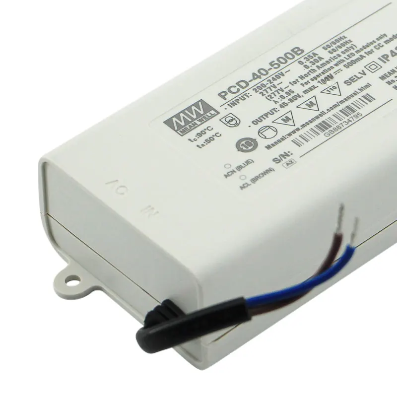 Бренд MEAN WELL представляет PCD-40-1400B 40W питания с одним выходом AC Triac затемнения светодиодный драйвер 1400mA