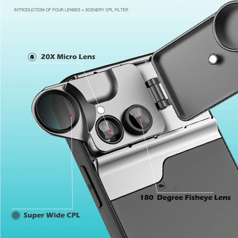 Multi Camera Lens Kit Phone Case for iPhone 12 Mini 3 in 1 CPL Filter Macro Lens Ringed Fisheye Phone Lens Kit Cover