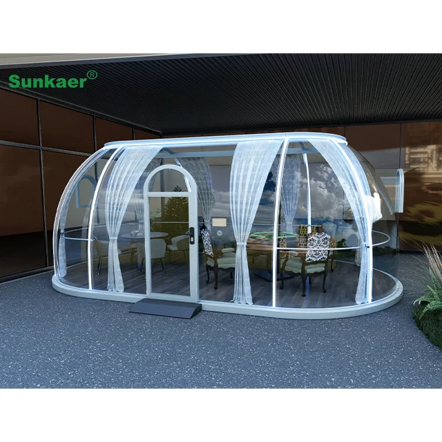 Sunkaer Elliptic style polycarbonate dome house Pvc Glamping Geodesic Dome House Tent Outdoor Transparent House