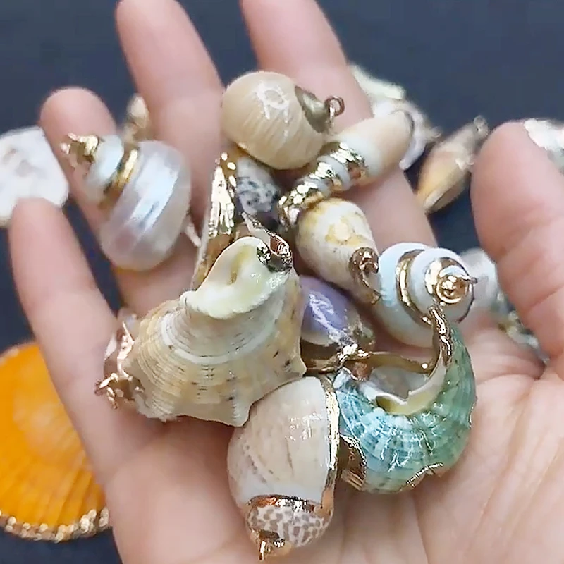 Natural Colorful Shell Pendant Charms For Necklace Bracelet Seashell Conch Pendants For DIY Jewelry Making Accessory