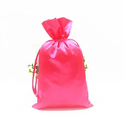 New fashion women RPET satin drawstring bag with logo custom for package satin drawstring gift bag for promotion