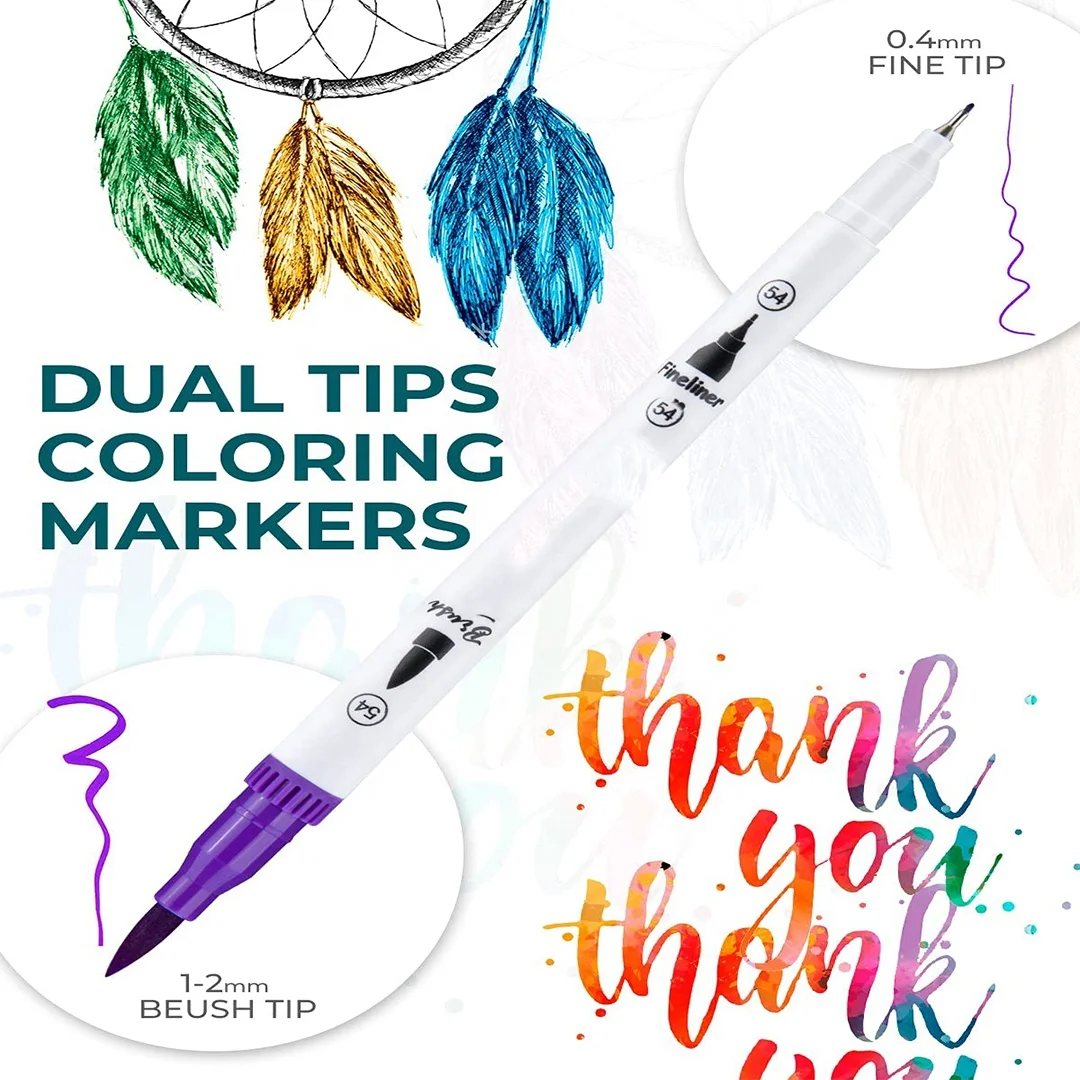 
120 Colors Dual Tips Brush Pens Art Markers, Brush and Fine Point Pens Fineliner for Adults Kids Coloring Journaling Lettering 