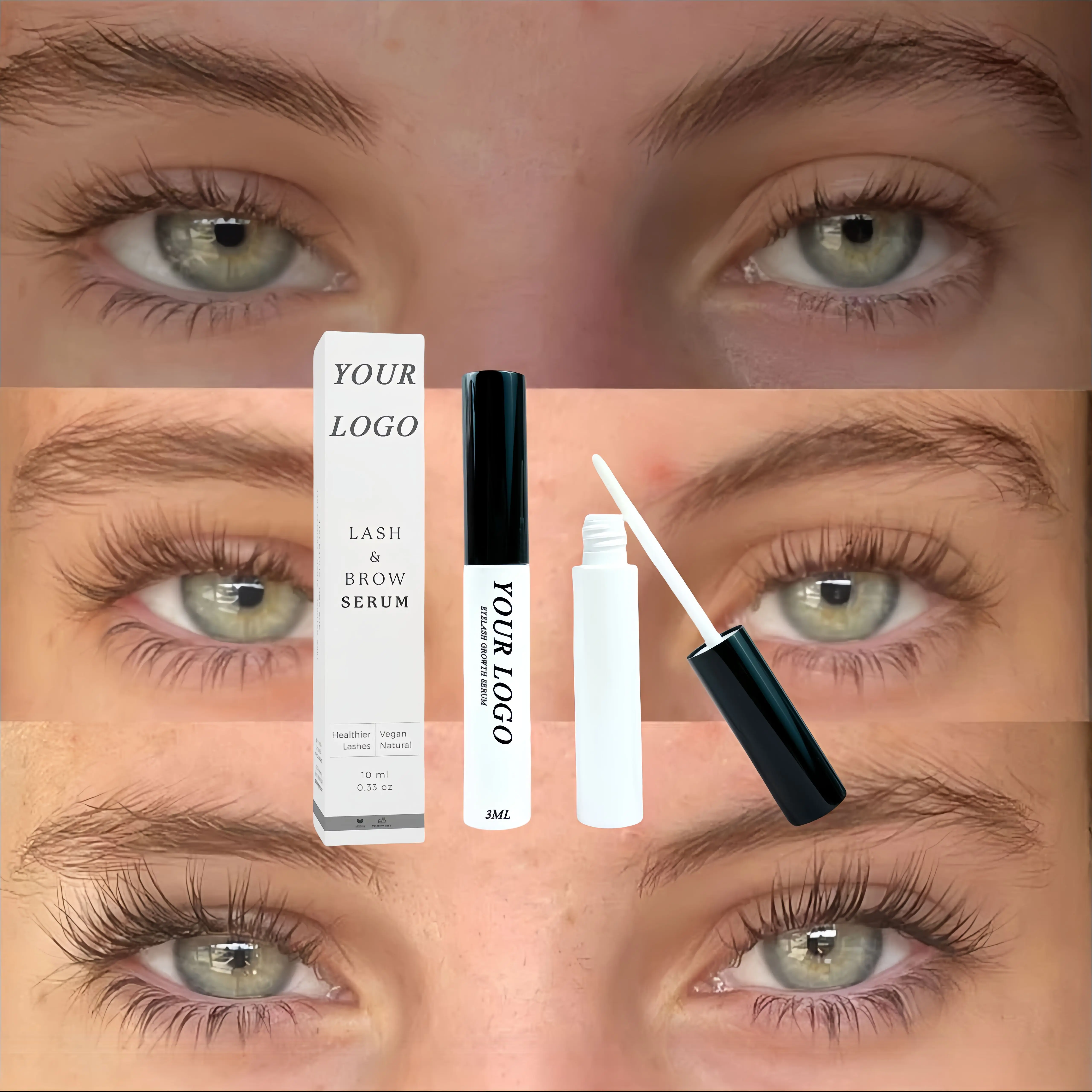 wholesale 100% Organic brow serum mascara with lash growth serum Private label natural oil-free eyelash serum Treatments