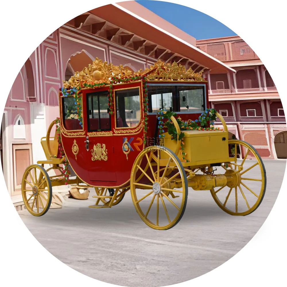 High Quality 4 Wheels Horse Cart Marathon Horse Carriage For Sale Luxury Wedding Horse Drawn Carriage
