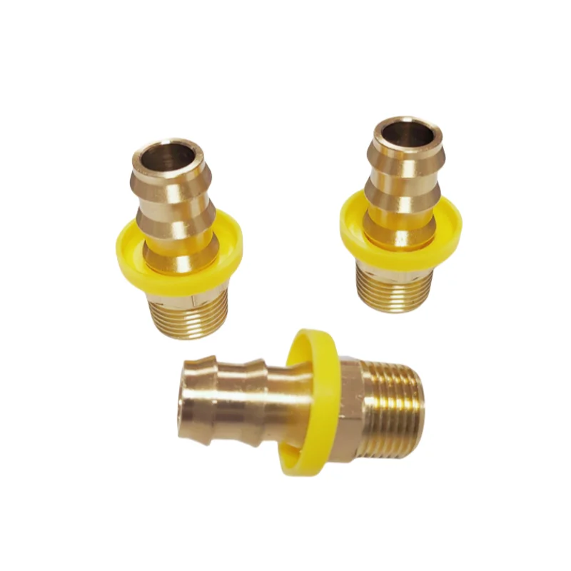 European Series Brass Hose Nipples Fitting with Yellow collar hex push on nozzles